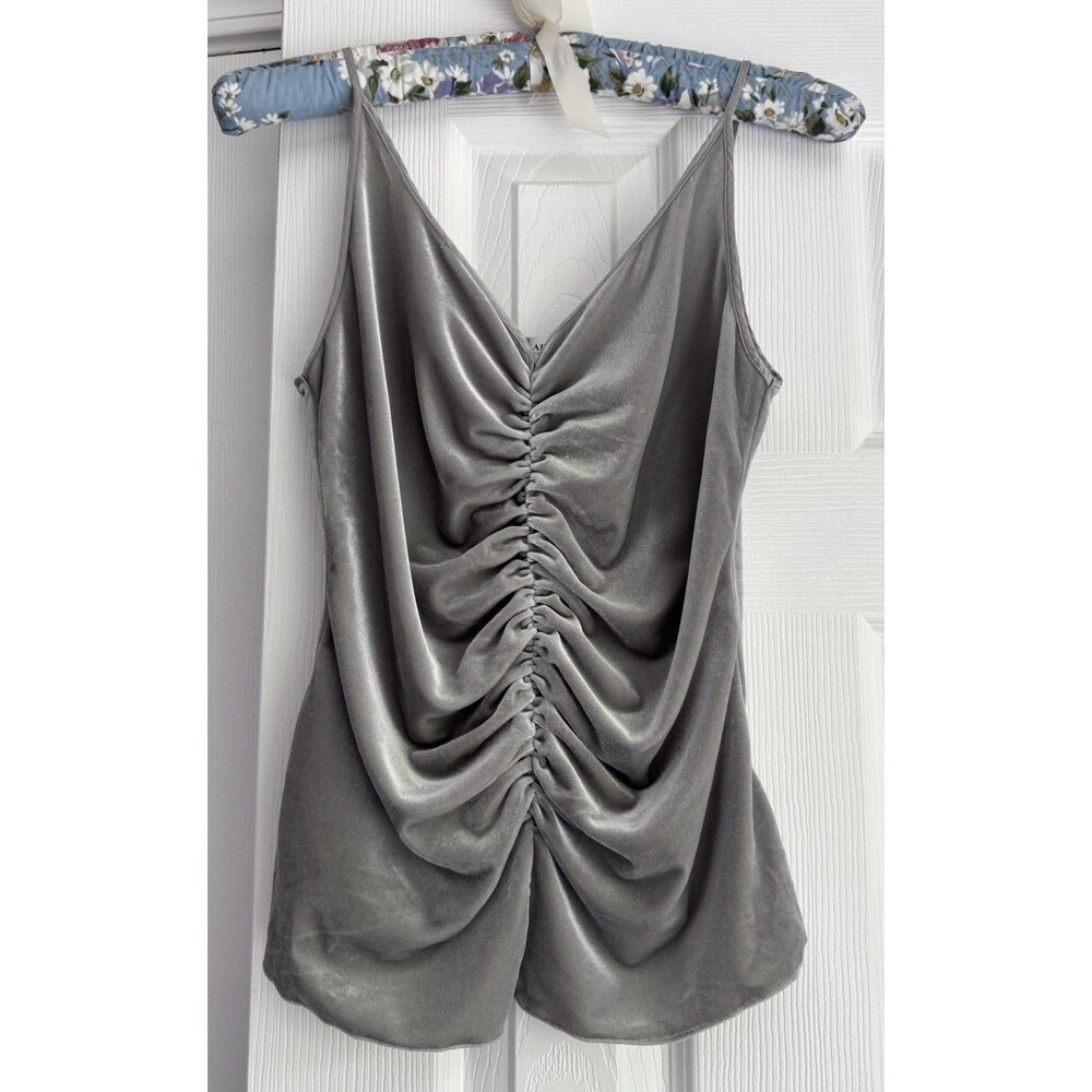 VTG Y2K Armani Collezioni Silver Grey Ruched Camisole Made in Italy Size 10